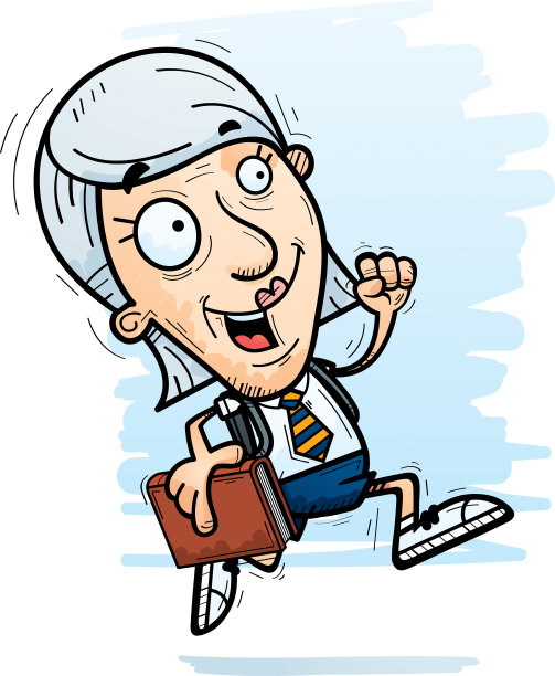 卡通老年人学生跑步图片下载