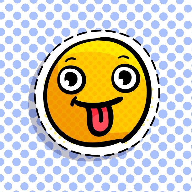 微笑显示了舌头。图片下载