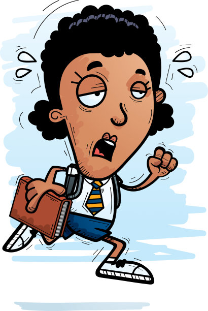 疲惫的卡通黑人女学生图片下载