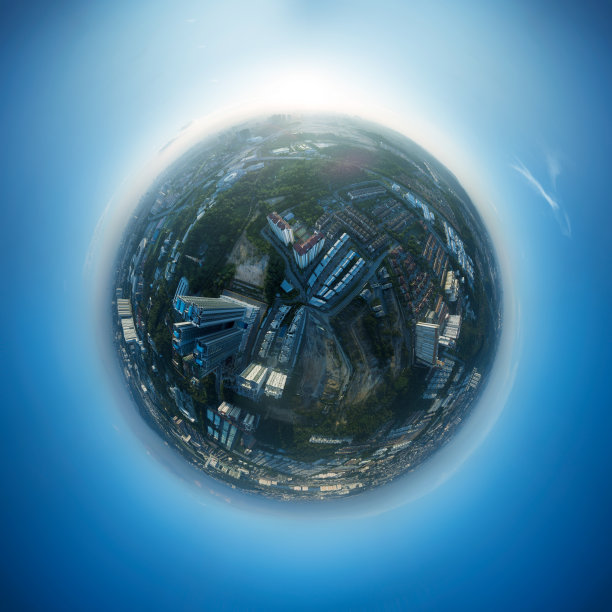 全景360度球形城市景观图片下载