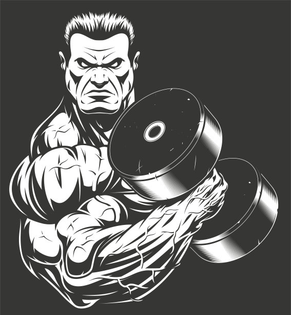 健美运动员与哑铃图片下载