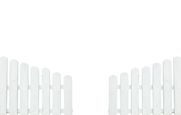 特写画的白色栅栏孤立在白色背景图片下载