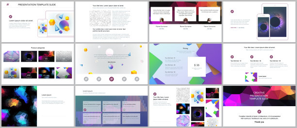 极简的展示，组合模板与充满活力的几何背景制作简单的形状在时髦的风格。宣传册封面矢量设计。用于传单、传单、小册子、报告的演示幻灯片图片下载