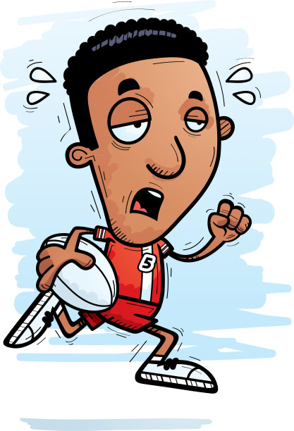疲惫的卡通黑人橄榄球运动员图片下载