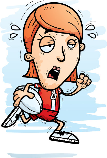 疲惫不堪的卡通橄榄球运动员图片下载