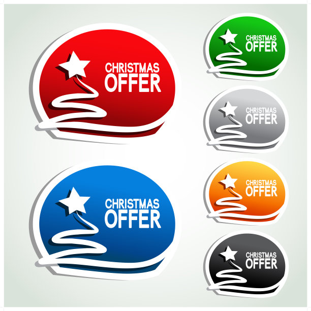 矢量圣诞提供气泡，标签与树图片下载