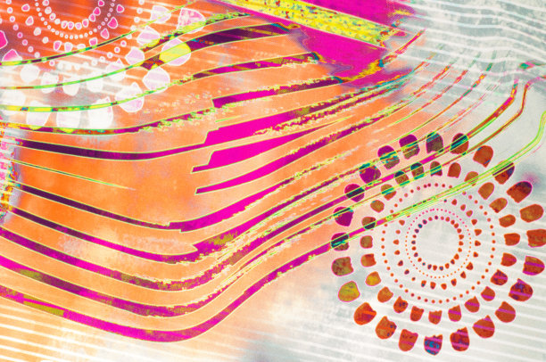 纹理背景图像，丝织品与抽象图案。彩色丝绸织物特写。滤镜调图像在instagram风格。丝绸面料的照片。纺织品设计。绘画面料，蜡染绢画图片下载