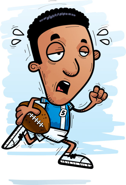 疲惫的卡通黑人足球运动员图片下载