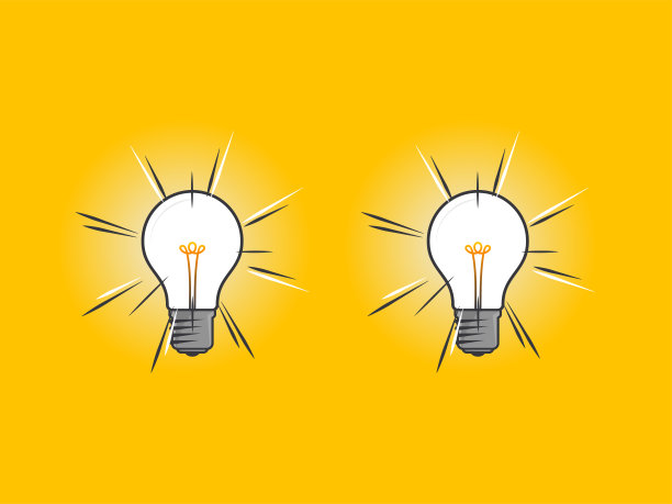 一组在黄色背景上描绘伟大想法的灯泡。创新的象征。灯泡的迹象。创业设计元素，技术，科学。发明、学习、想象力和创造力的图标概念。图片下载