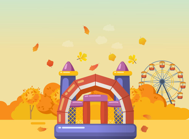 娱乐与充气游戏复杂的滑梯，梯子，蹦床图片下载