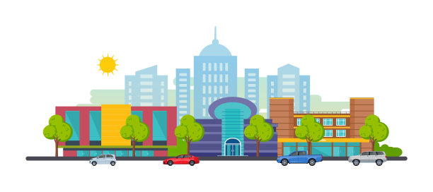 城市景观，风景，街道，背景摩天大楼和工业建筑图片下载