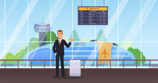 在车站候车室、机场大厅里携带行李的男子图片下载