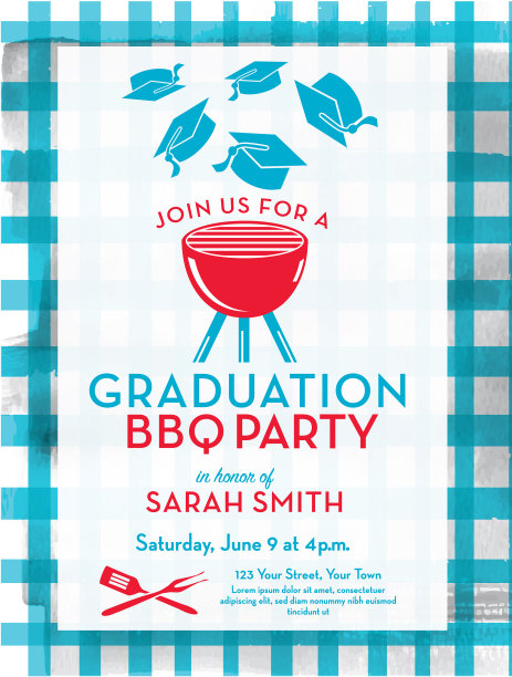 BBQ毕业派对邀请函设计模板图片下载