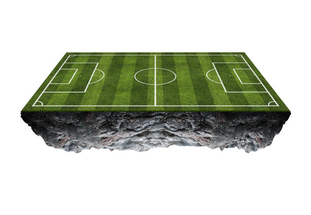 足球场浮动岛。在白色背景上隔离图片下载