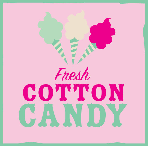 鲜艳的新鲜棉花糖徽章设计模板图片下载