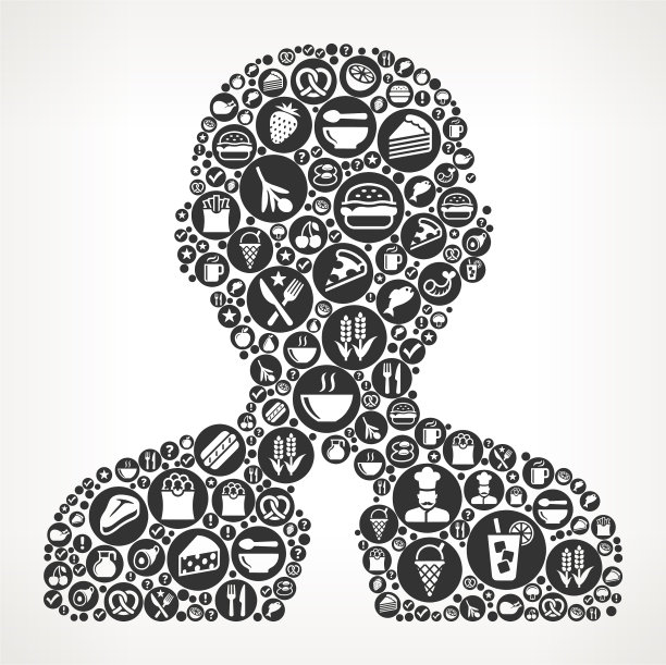 男性头像食物黑白图标背景图片下载