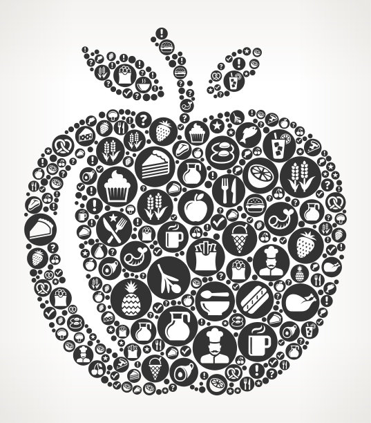 苹果食品黑白图标背景图片下载