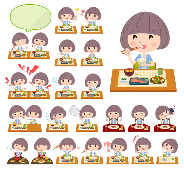 土豆泥头发蓝色开襟羊毛衫妇女餐图片下载