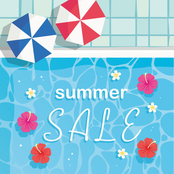 夏天游泳池边的插图图片下载