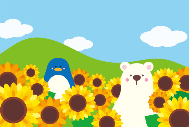 快乐的夏天插图北极熊和企鹅2图片下载