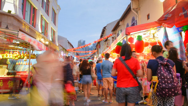 中国新年在新加坡华埠和旅客享受旅游图片下载