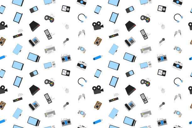 电子和设备背景从彩色图标。图片下载