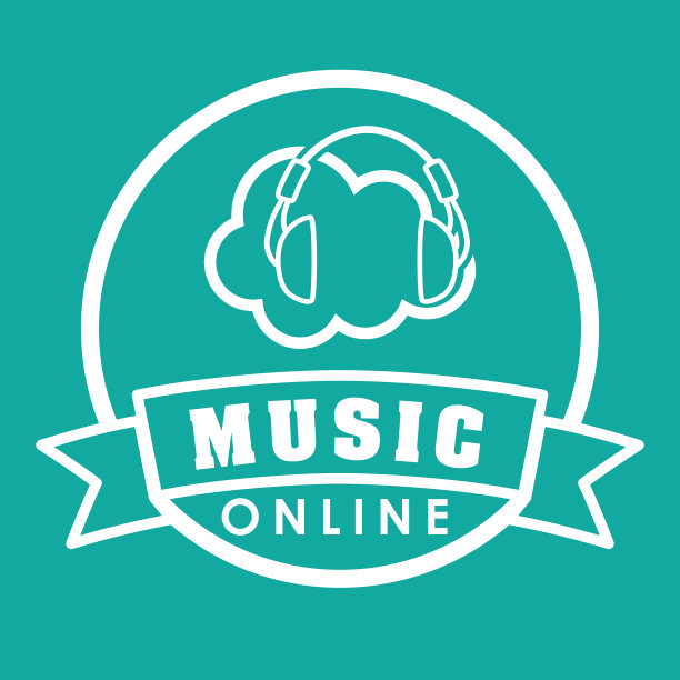 音乐在线平面设计，矢量插图图片下载