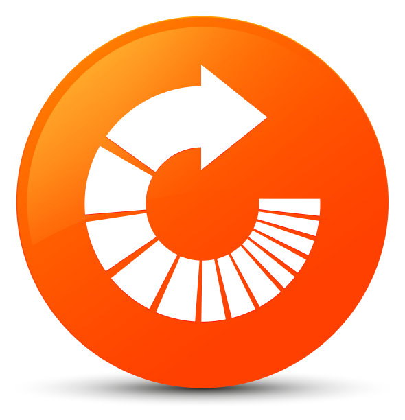 旋转箭头图标橙色圆形按钮图片下载