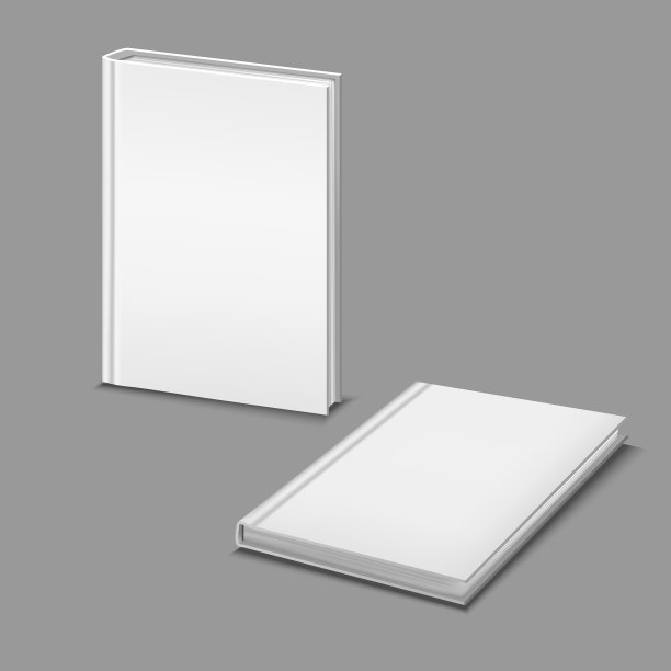 逼真详细的3d白空白精装书模板模型集。向量图片下载
