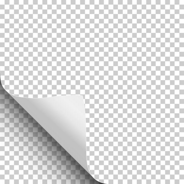 透明纸，左下角卷曲，阴影柔和。矢量模板纸设计。图片下载