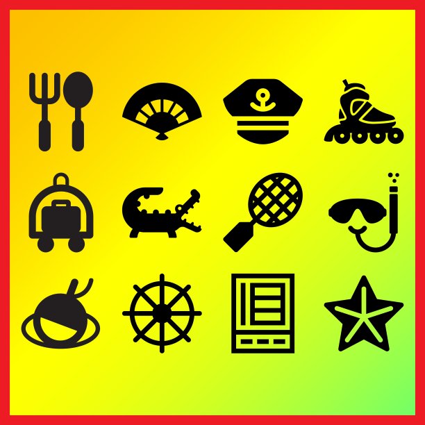 酒店购物车，海星和头盔相关图标集图片下载