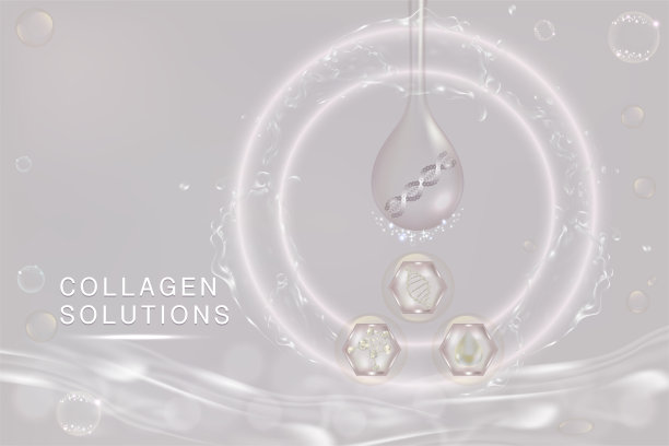 白色胶原蛋白滴液，化妆品广告背景即用，奢侈护肤广告图片下载