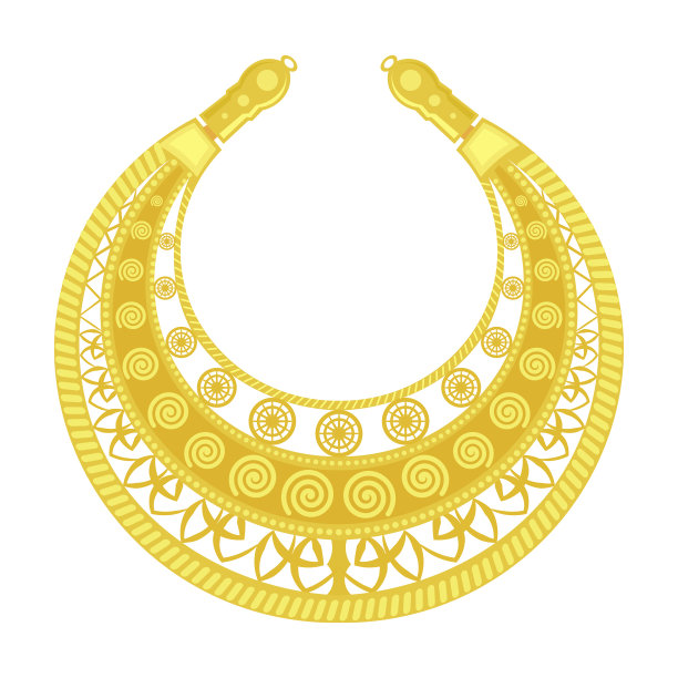 白色背景上的金色胸围。老妇人的珠宝。斯基泰人女性服装的金色细节。的对象图片下载