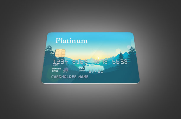 详细光滑的信用卡孤立在黑色梯度背景的3d插图图片下载