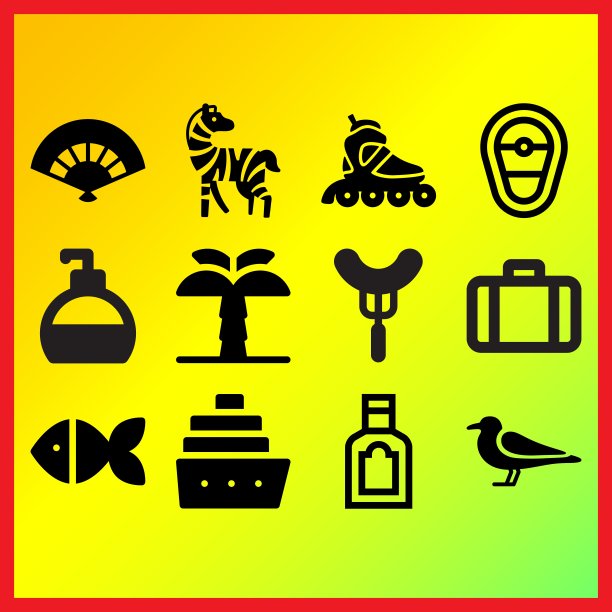手扇，小手提包和香水瓶相关的图标集图片下载