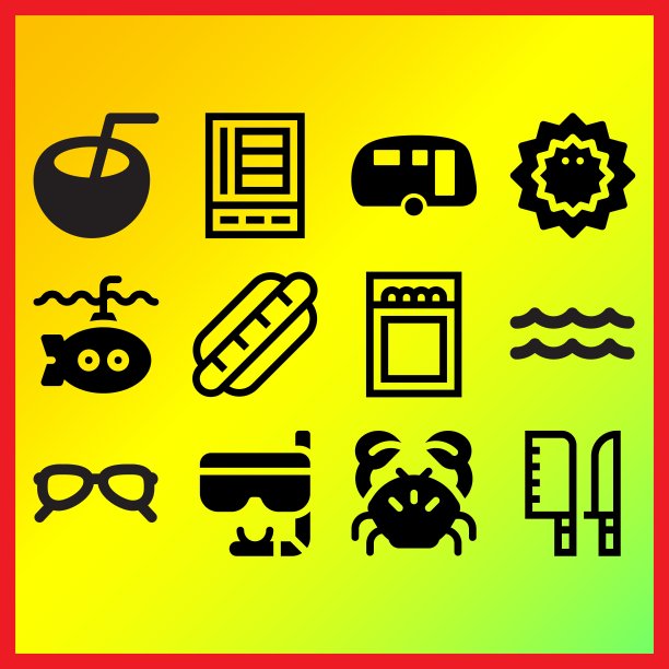 冰箱，女性太阳镜和螃蟹相关的图标集图片下载