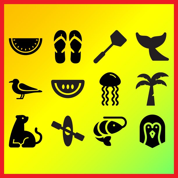 企鹅，豹和对flip flop相关的图标设置图片下载