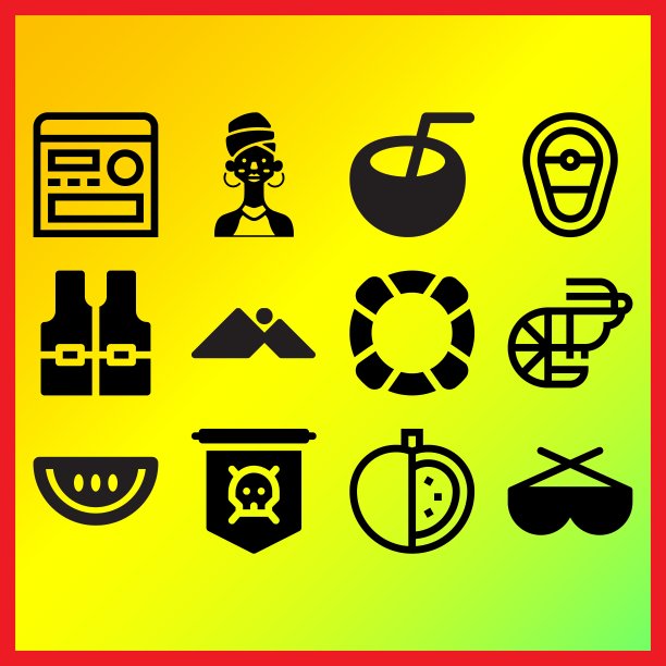 虾，番茄和西瓜片相关的图标设置图片下载