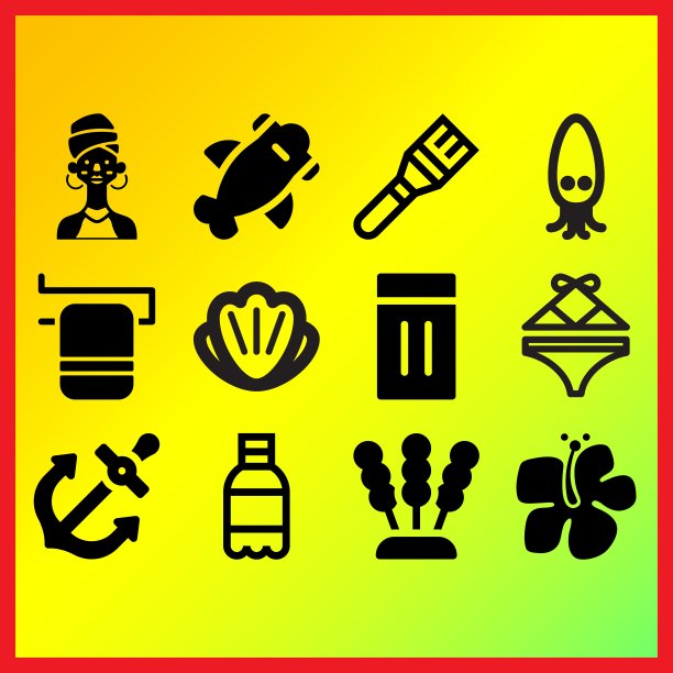 苏打，锚和鲨鱼相关的图标设置图片下载