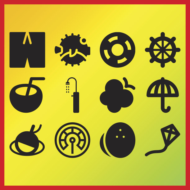 温度计，钓鱼浮动和浮动轮胎相关的图标设置图片下载