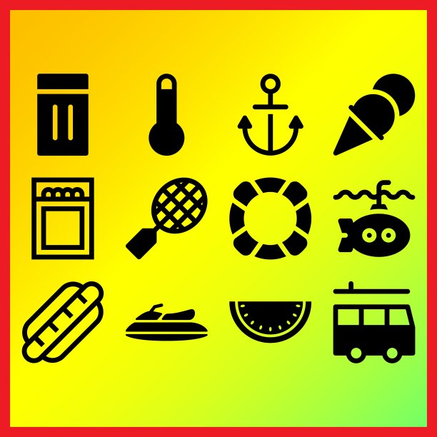 充气，冰淇淋和热狗相关的图标设置图片下载