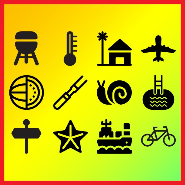 自行车，肉类和温度计没有热量相关的图标设置图片下载