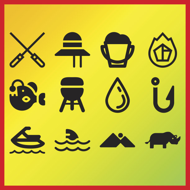 在海上的天空板，海洋下降和垂钓者相关的图标设置图片下载