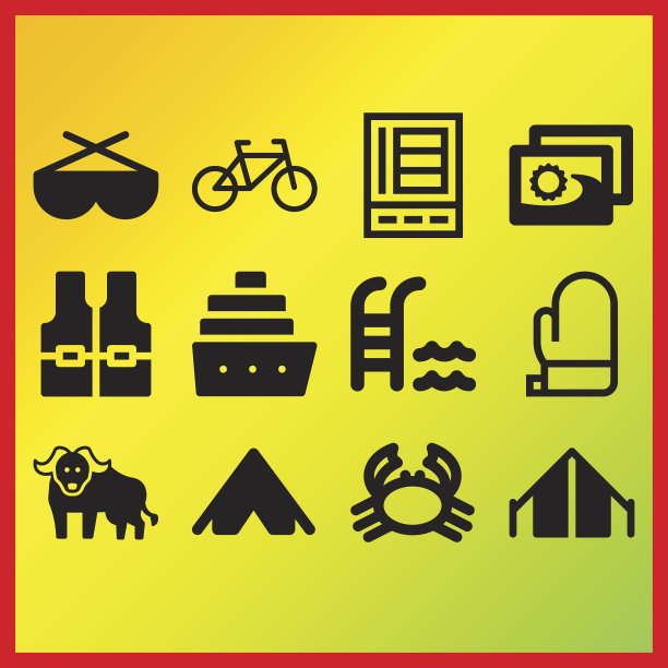 露营帐篷，两幅图片和水牛相关的图标集图片下载