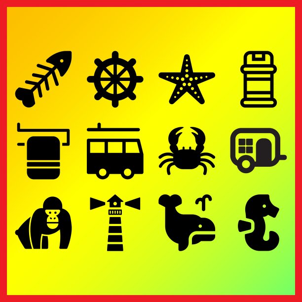 灯塔上，毛巾上的轨道和调味品相关的图标设置图片下载