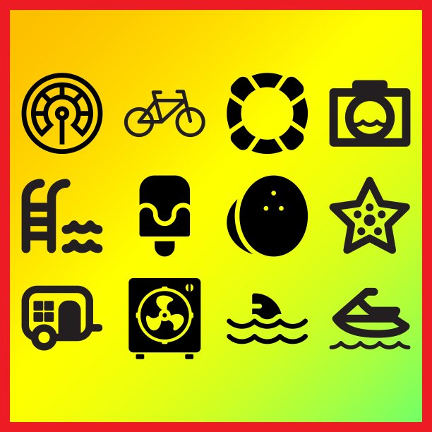 温度计，游泳池和楼梯和救生圈相关的图标设置图片下载