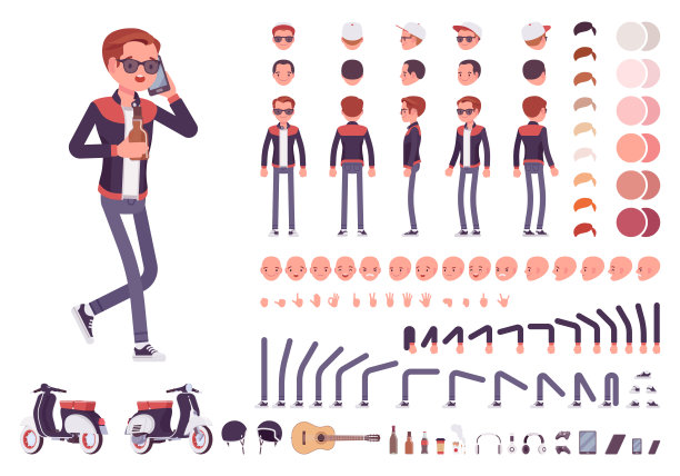 年轻人创作套装素材图片