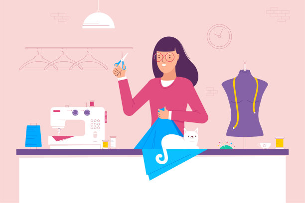 坐在桌旁的女人，她在做针线活图片下载