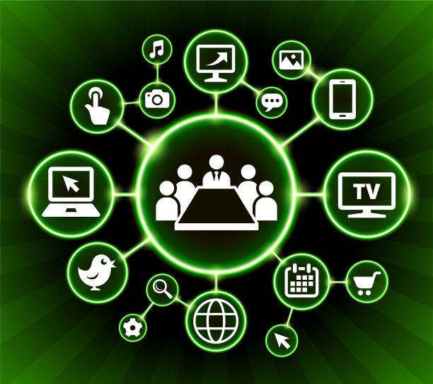 商务会议互联网通信技术暗按钮背景图片下载