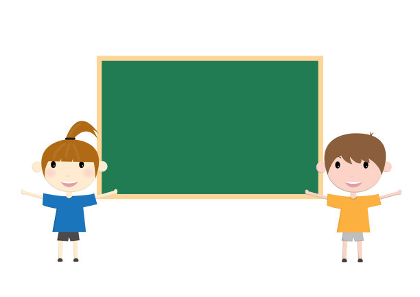 快乐的同学们正在与绿板交谈。矢量插图字符设计。图片下载